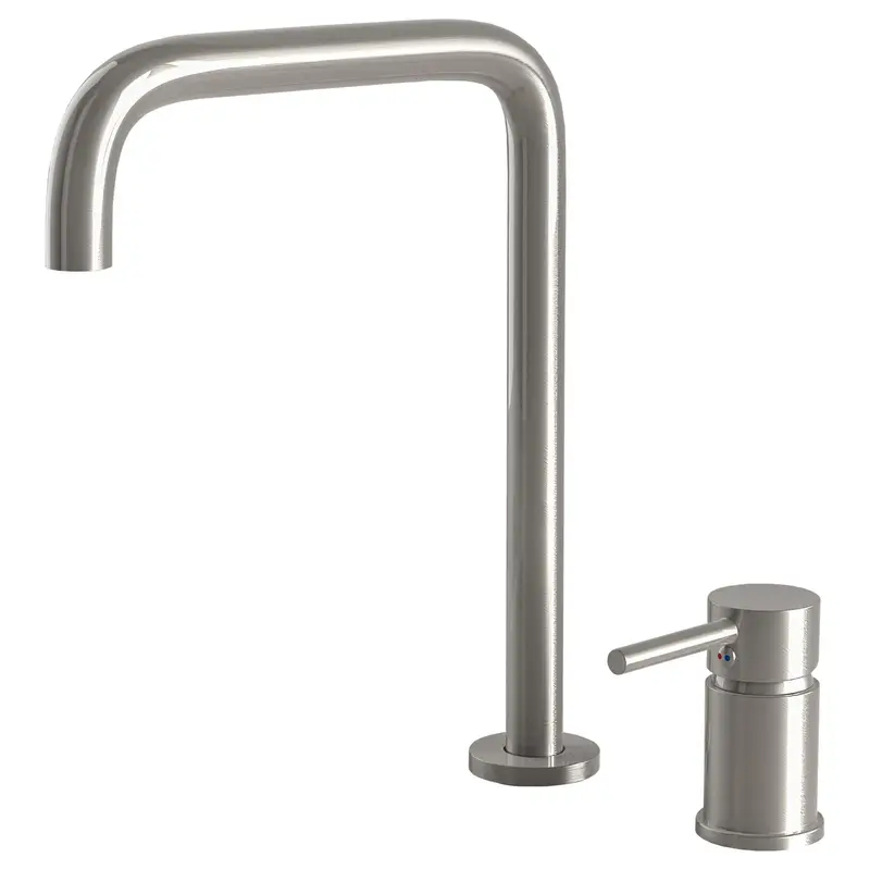 Grifo de lavabo encastrado monomando alto con caño giratorio en acero cepillado Guadalupe de Valaz