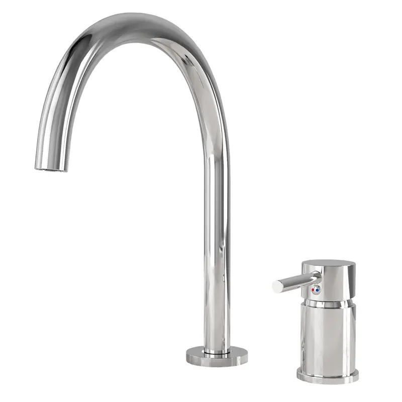 Grifo de lavabo encastrado monomando con cuello de cisne en cromado Aragón de Valaz