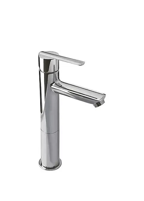 Grifo de lavabo monomando con aireador y caño en latón con acabado cromado Lex Tres
