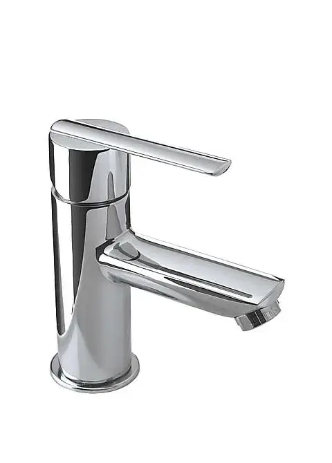 Grifo de lavabo monomando con caño en latón acabado cromado Lex-Tres