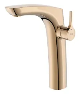 Grifo de lavabo monomando con cartucho cerámico acabado oro rosado Insignia Roca