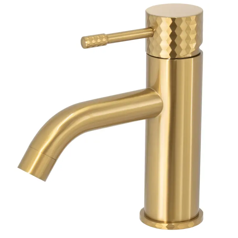Grifo de lavabo monomando con maneta luxury en dorado cepillado Oda de Valaz