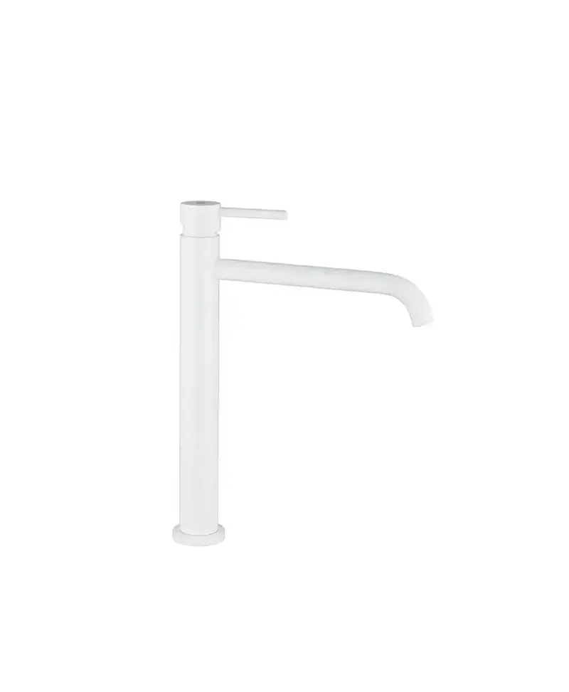 Grifo de lavabo monomando de caño alto y color blanco hecho de latón Sirio de GME