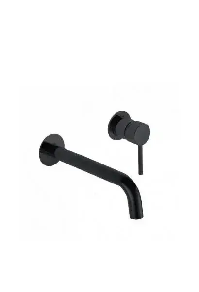 Grifo de lavabo monomando negro mate para empotrar a pared de 2 cuerpos Etna de Imex