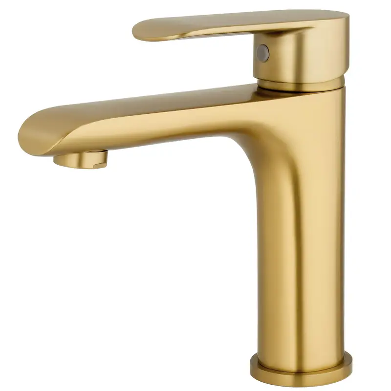 Grifo de lavabo monomando redondo en oro mate cepillado Turia de Valaz