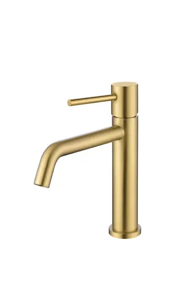 Grifo de lavabo monomando redondo en oro mate Ebro de Valaz