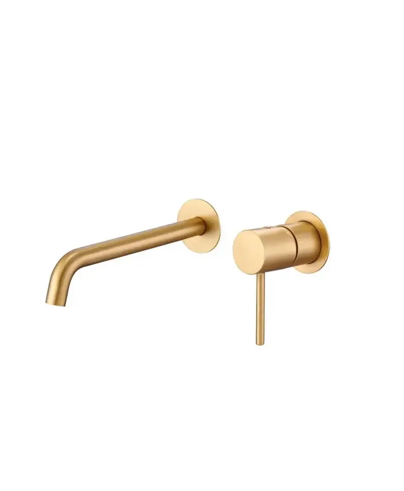 Grifo de lavabo monomando y empotrado sin caja de registro en latón con acabado oro cepillado Monza Imex