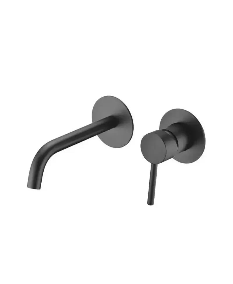 Grifo de lavabo para empotrar en pared con un acabado negro mate stick Milos de Imex
