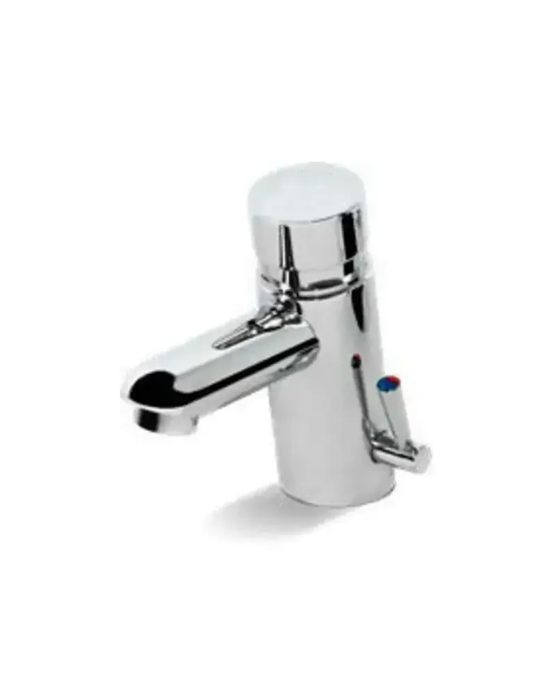 Grifo de lavabo temporizado con mezclador de latón cromado y cartucho cerámico excéntricas de Aquore