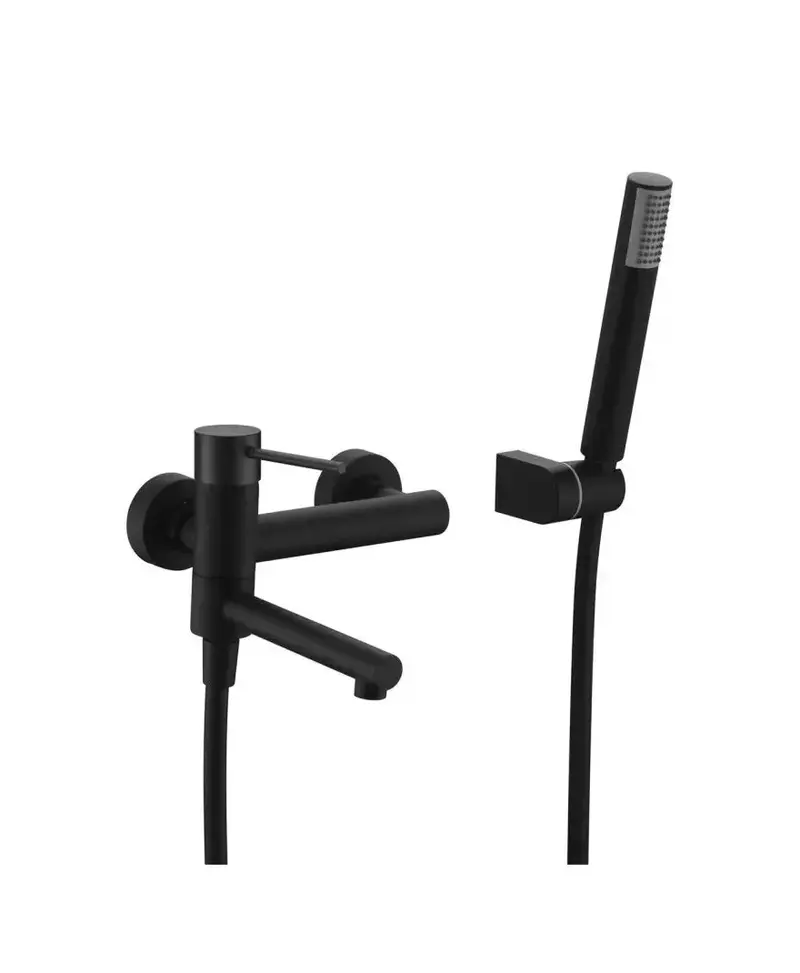 Grifo de pared monomando de bañera y ducha empotrado negro mate stick Milos de Imex