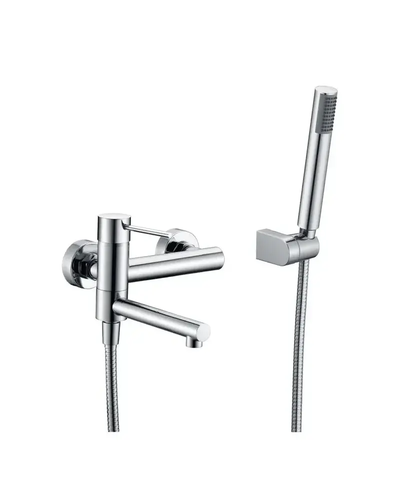 Grifo de pared monomando para bañera empotrado con un acabado cromado stick Milos de Imex