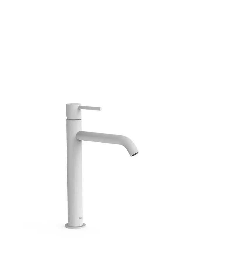Grifo de repisa para lavabo con acabado blanco mate monomando alto Study Tres
