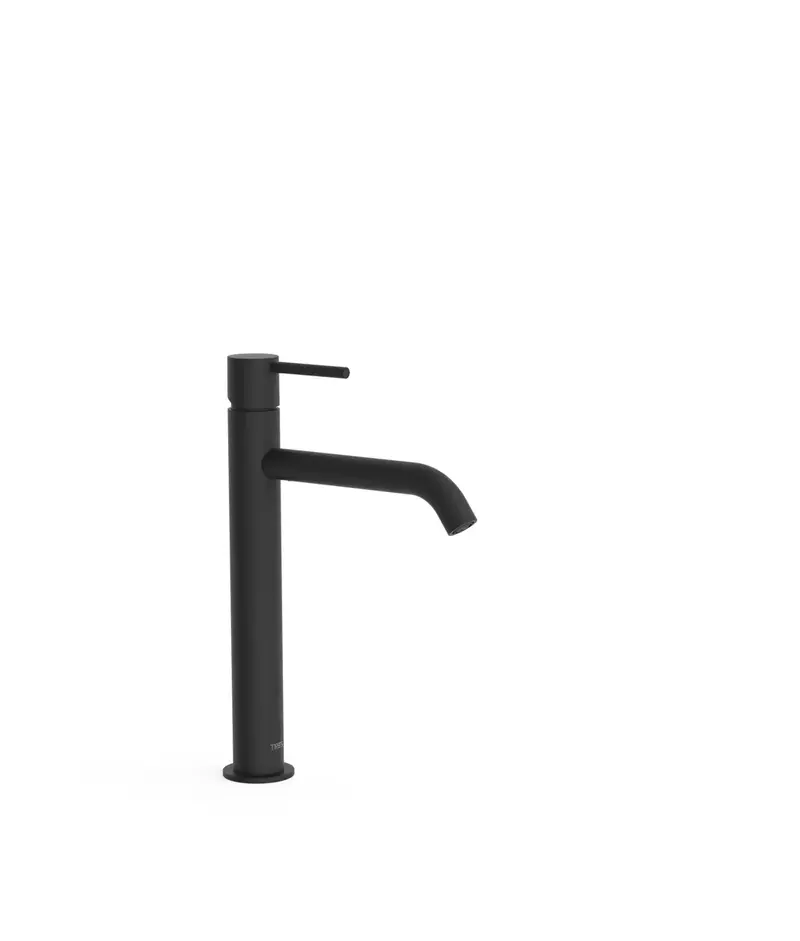 Grifo de repisa para lavabo con monomando alto acabado negro mate Study Tres