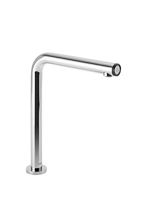 Grifo electrónico para fregadero con caño de latón cromado y sistema de tacto de doble salida Touch TRES