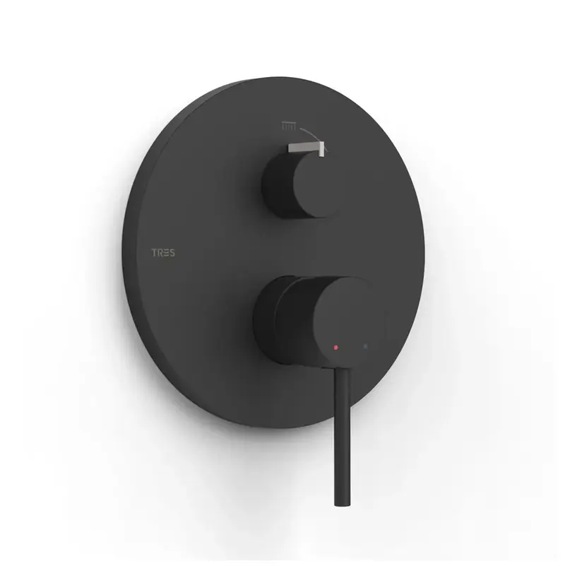 Grifo empotrable de dos vías con maneta de latón acabado negro mate STUDY EXCLUSIVE TRES