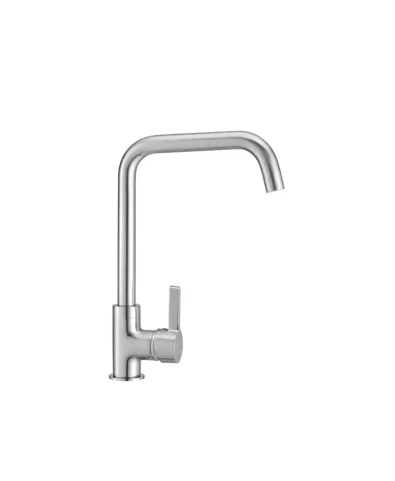 Grifo monocomando para fregadero de caño alto en latón y acabado inox Minimalista Blue de Aquore