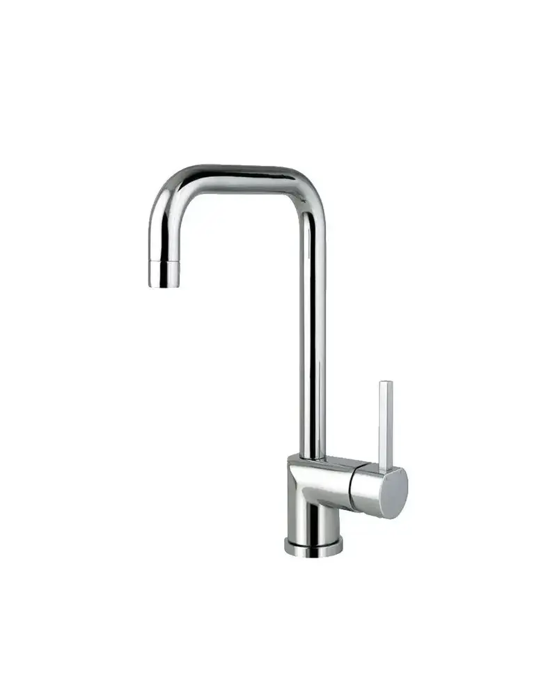 Grifo monocomando para fregadero de latón cromado y caño alto estilo moderno Pelican de Aquore