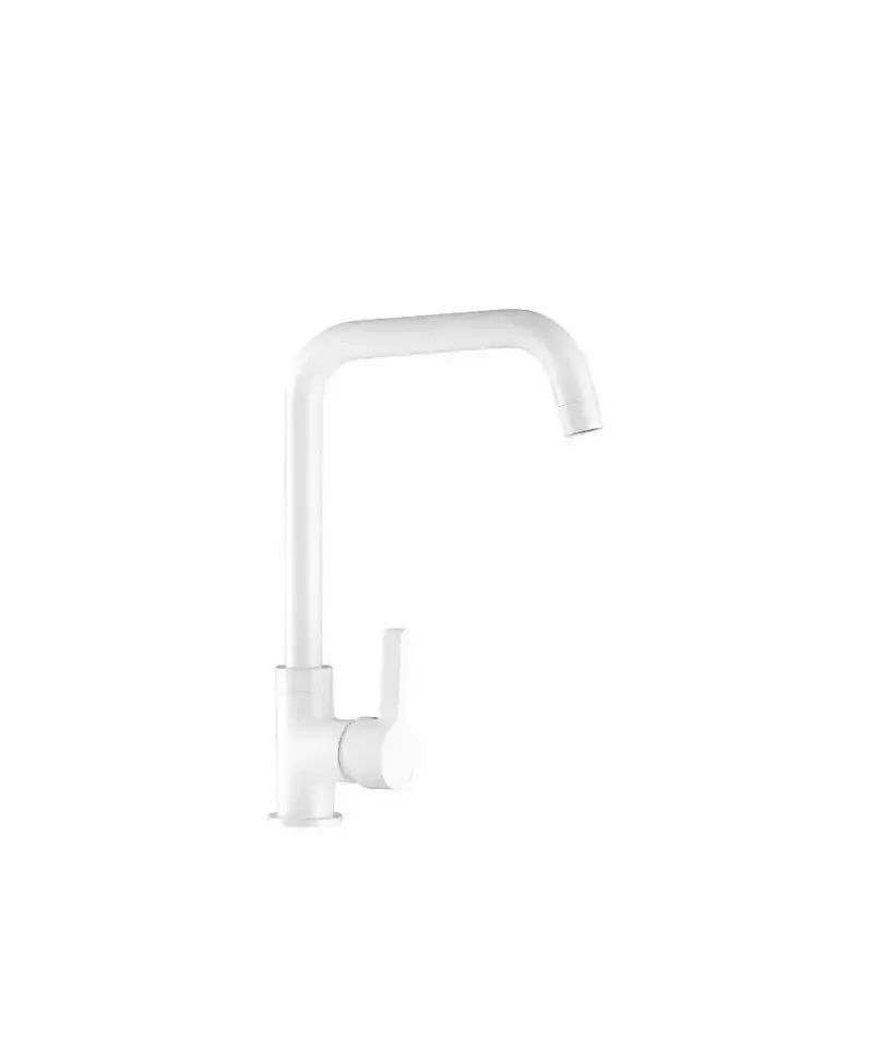 Grifo monocomando para fregadero de latón y acabado blanco caño alto Minimalista Blue de Aquore
