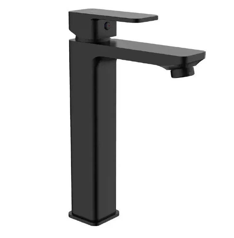 Grifo monomando alto de lavabo negro mate de latón SKARA Källa