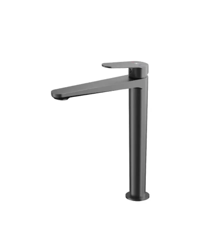 Grifo monomando alto para lavabo con cartucho cerámico, acabado grafito cepillado Fine Källa
