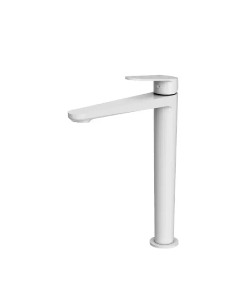 Grifo monomando alto para lavabo con cartucho cerámico blanco mate Fine Källa