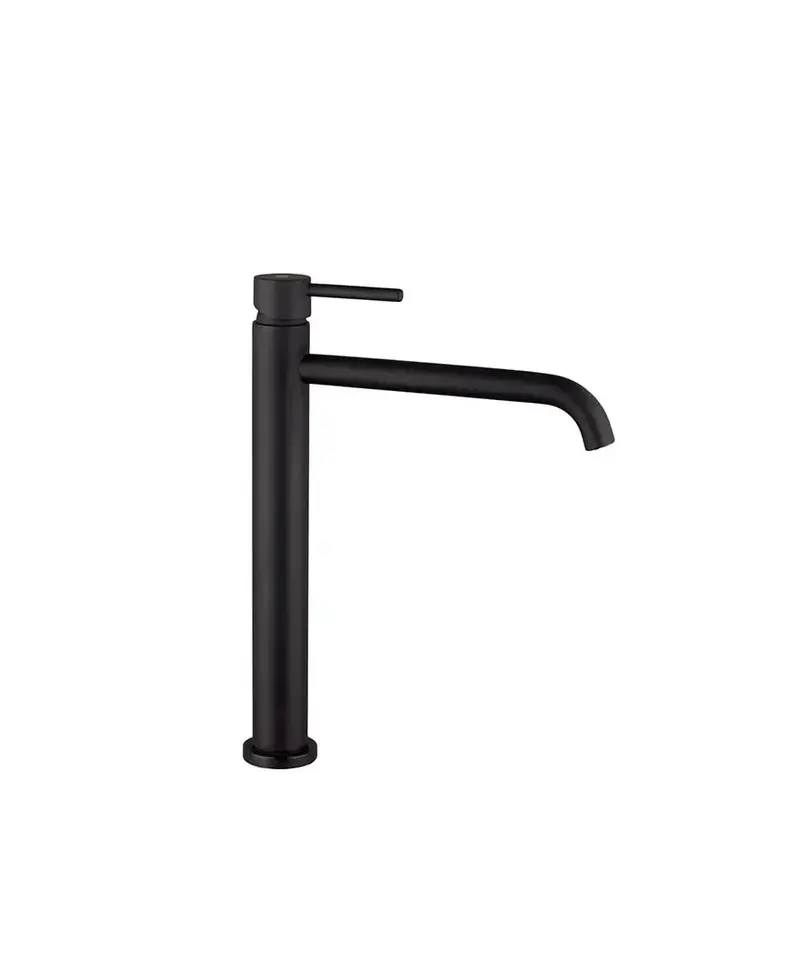 Grifo monomando caño alto para lavabo fabricado en latón con un acabado en color negro Sirio de GME