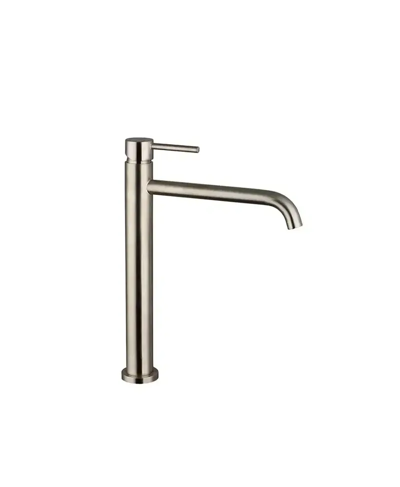 Grifo monomando caño alto para lavabo fabricado en latón con un acabado en color níquel Sirio de GME