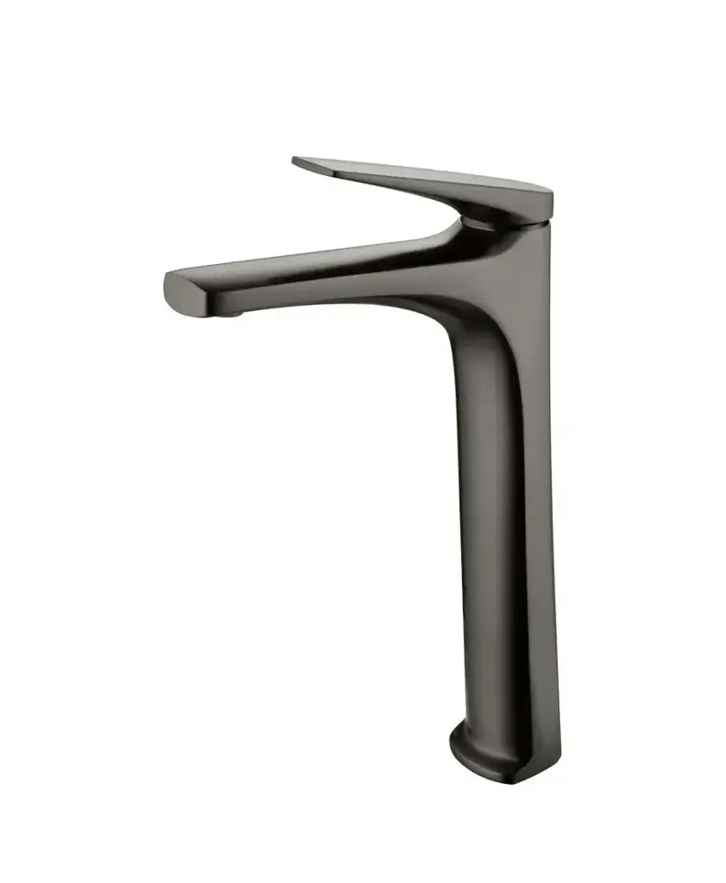 Grifo monomando con caño alto para lavabo fabricado en latón con acabado negro metalizado Delos de Imex