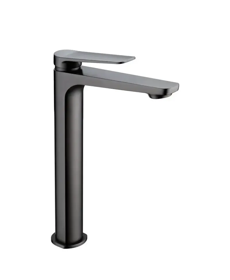 Grifo monomando con caño alto para lavabo fabricado en latón con acabado negro metalizado Napoles de Imex