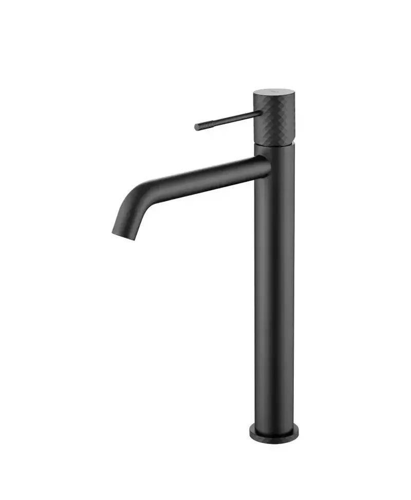 Grifo monomando con caño alto para lavabo hecho de latón con acabado negro mate Genova de Imex