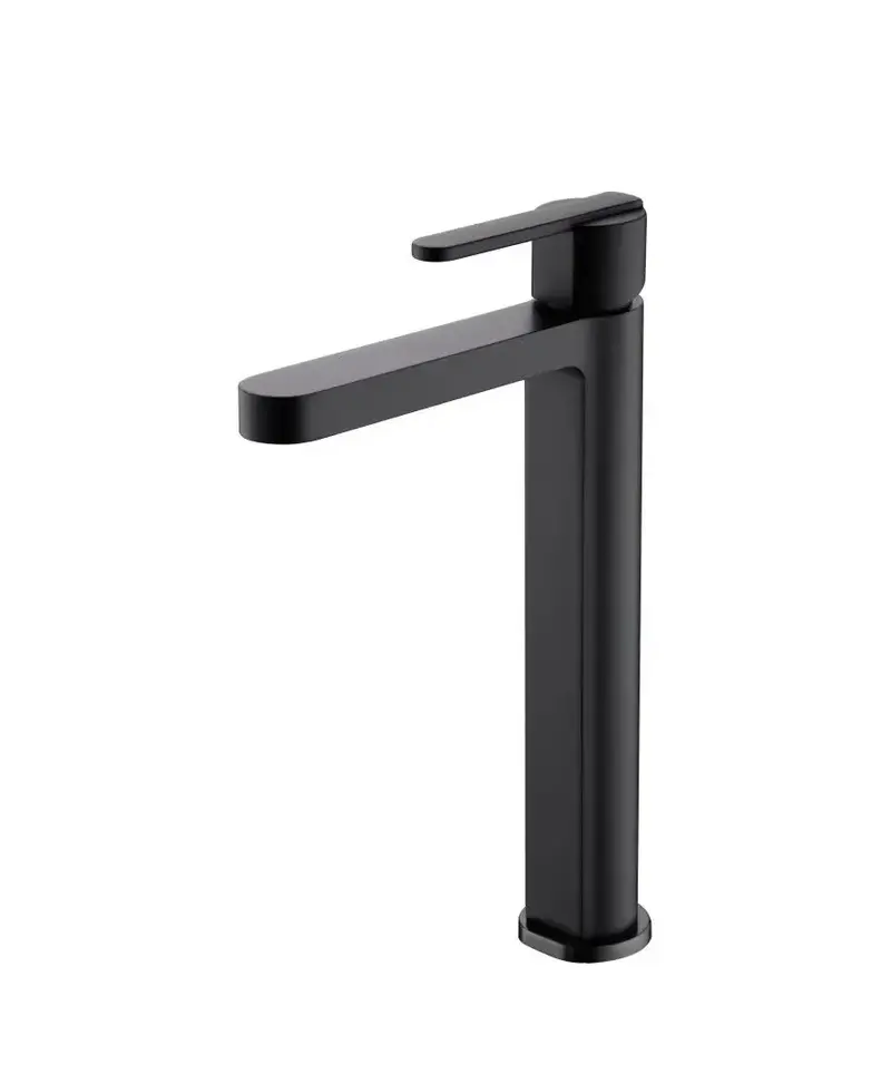 Grifo monomando con caño alto para lavabo hecho de latón con acabado negro mate Roma de Imex