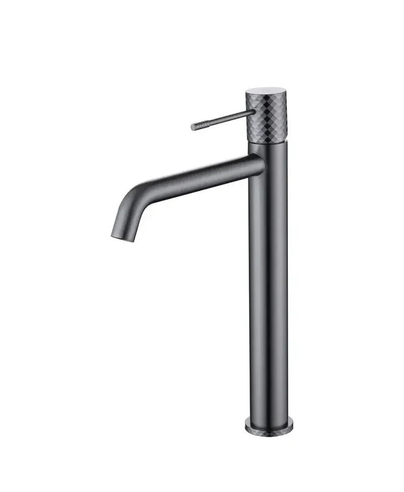 Grifo monomando con caño alto para lavabo hecho de latón con acabado negro metalizado Genova de Imex
