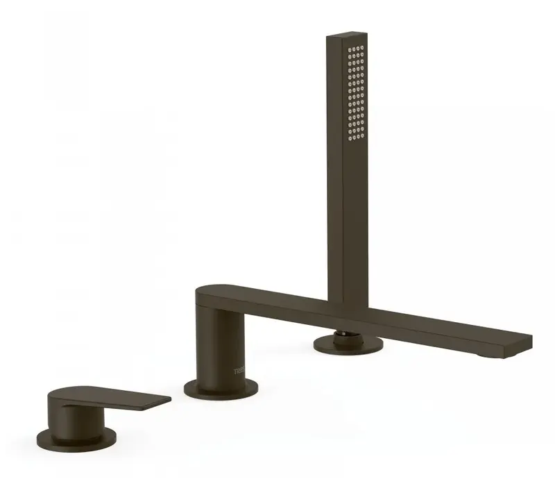Grifo monomando con ducha para bañera de 23 cm negro bronce Project TRES