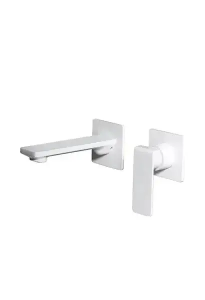 Grifo monomando con un diseño empotrado fabricado en latón de acabado blanco mate Fiyi de Imex