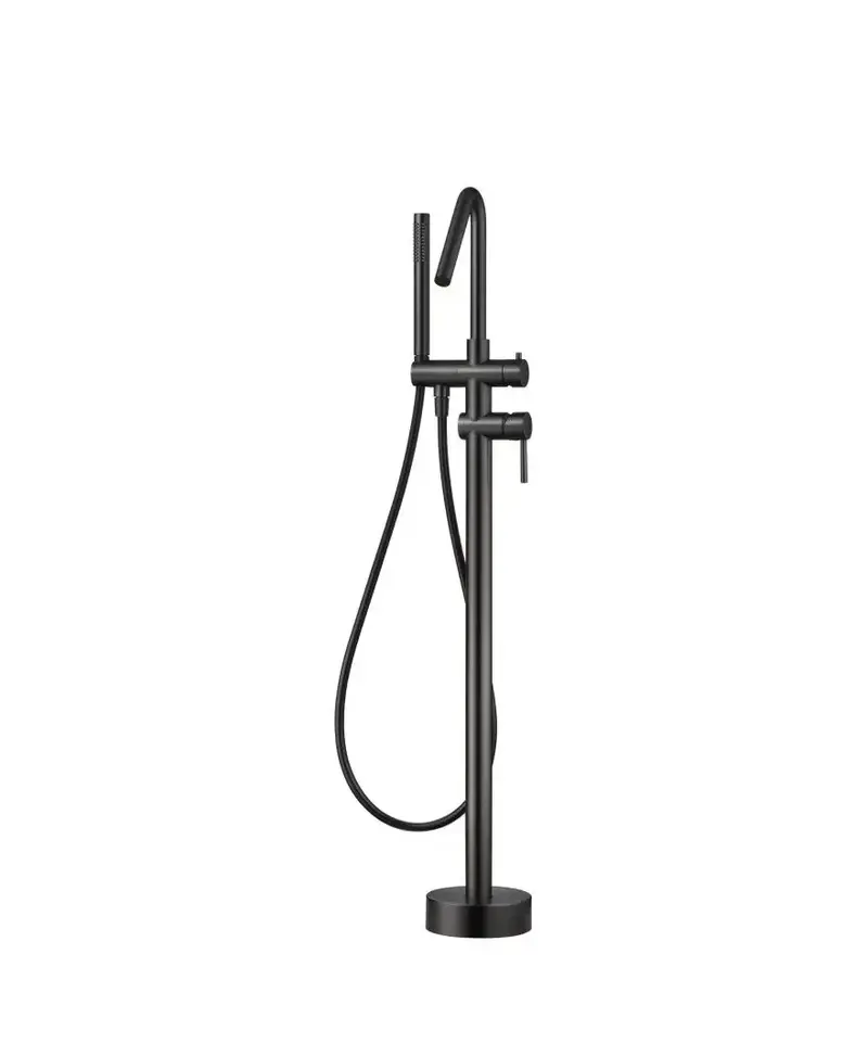 Grifo monomando de bañera con ducha de mano fabricado en latón con acabado black gun metal Corcega de Imex