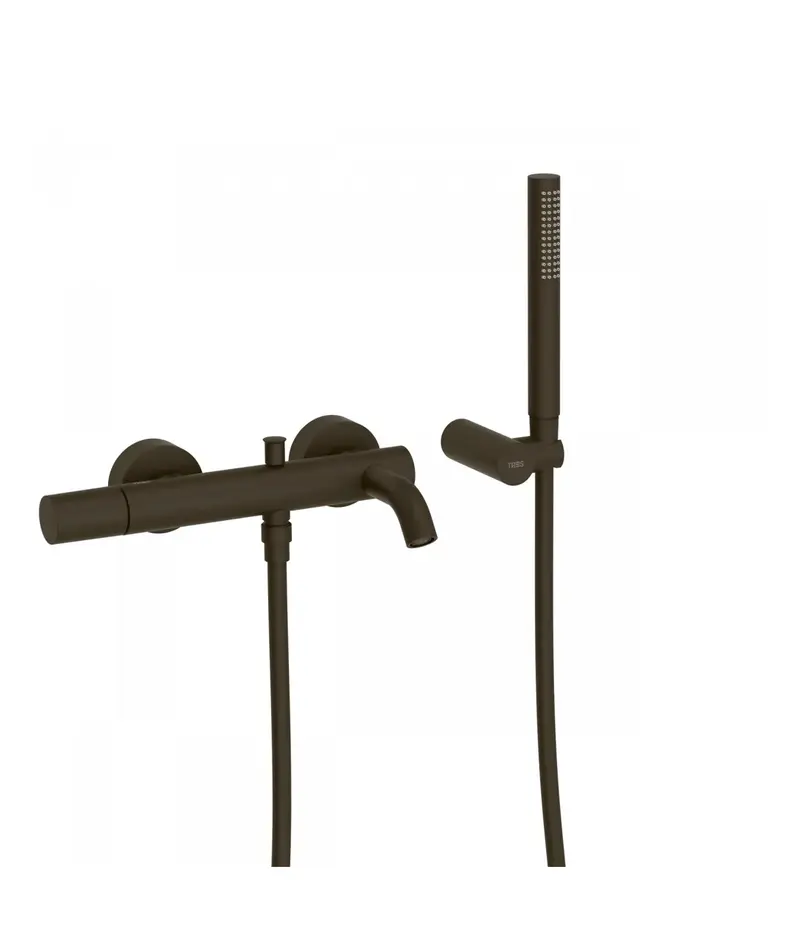 Grifo monomando de bañera y ducha para empotrar de latón con acabado negro bronce Study TRES