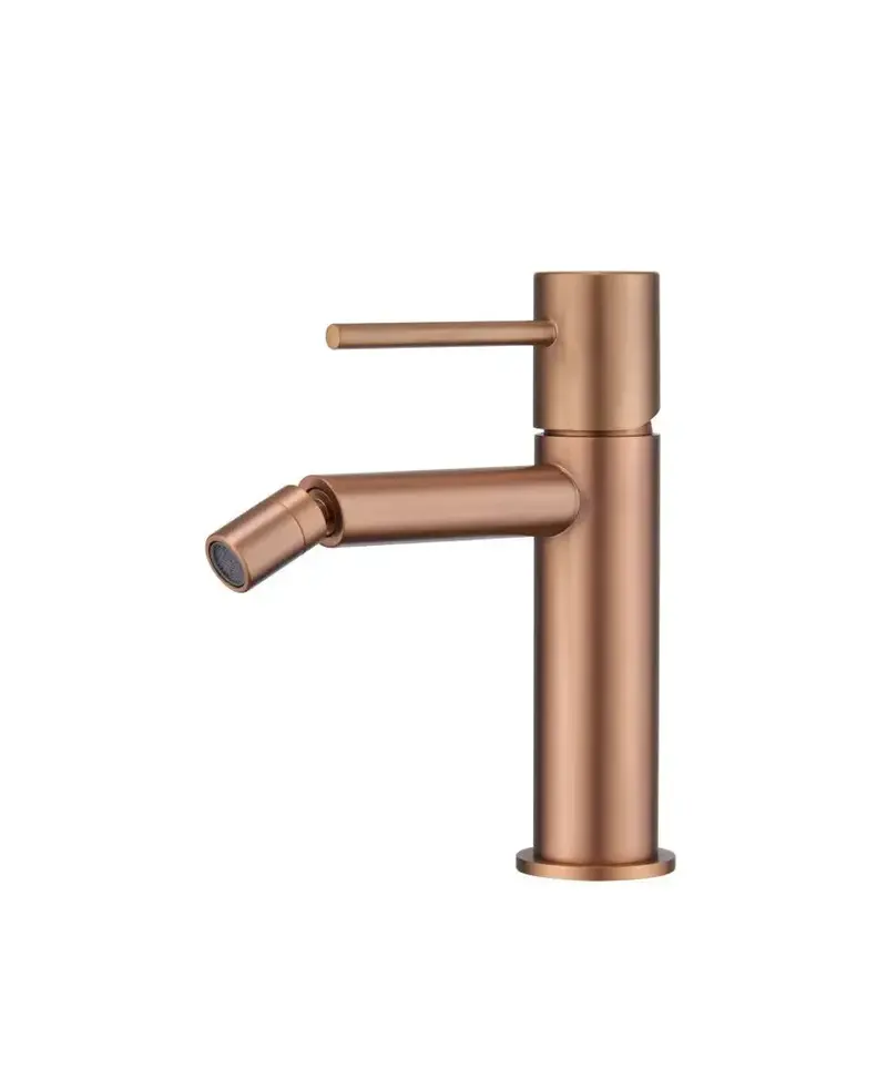 Grifo monomando de bidé con cartucho de 25 mm fabricado en latón con acabado oro rosa cepillado Monza de Imex