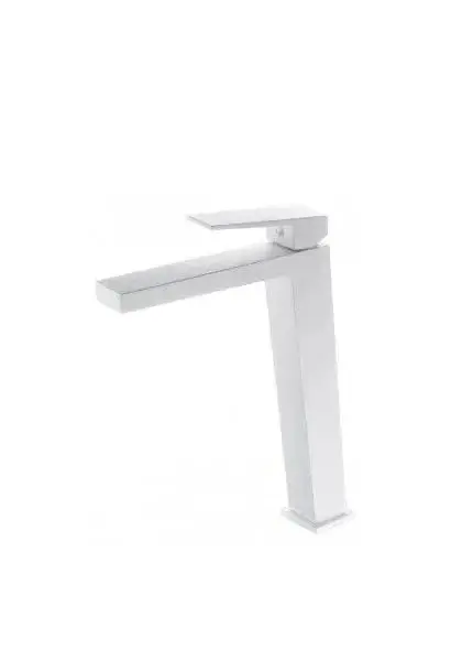 Grifo monomando de diseño alto para lavabo fabricado en latón de acabado blanco mate Art de Imex
