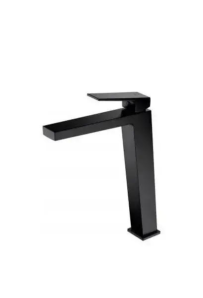 Grifo monomando de diseño alto para lavabo fabricado en latón de acabado negro mate Art de Imex