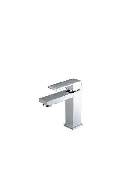 Grifo monomando de latón cromado para lavabo con diseño recto 14,6x16,6 cm Valencia de Imex