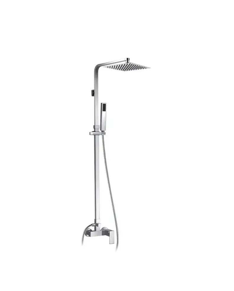 Grifo monomando de pared para ducha con formas cuadradas en acabado cromado Quadra de GME