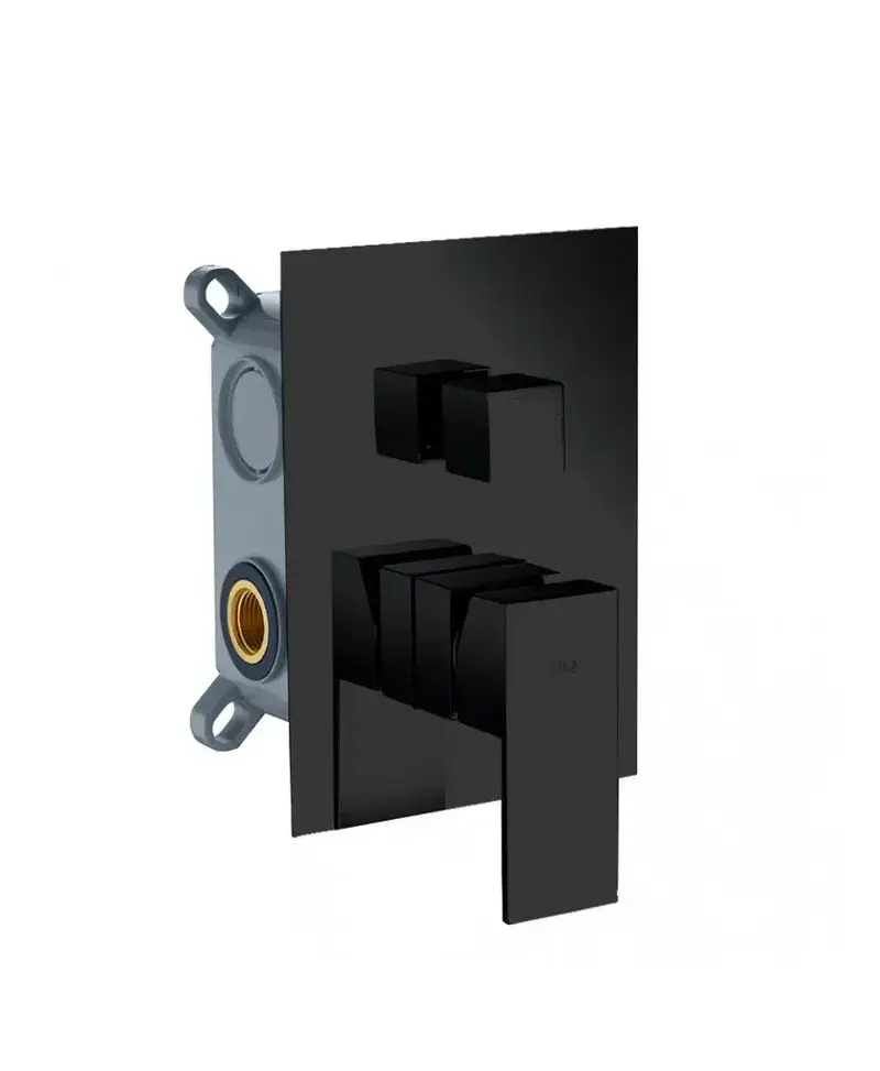 Grifo monomando de pared para ducha de 3 vías fabricado en latón de color negro mate de Imex