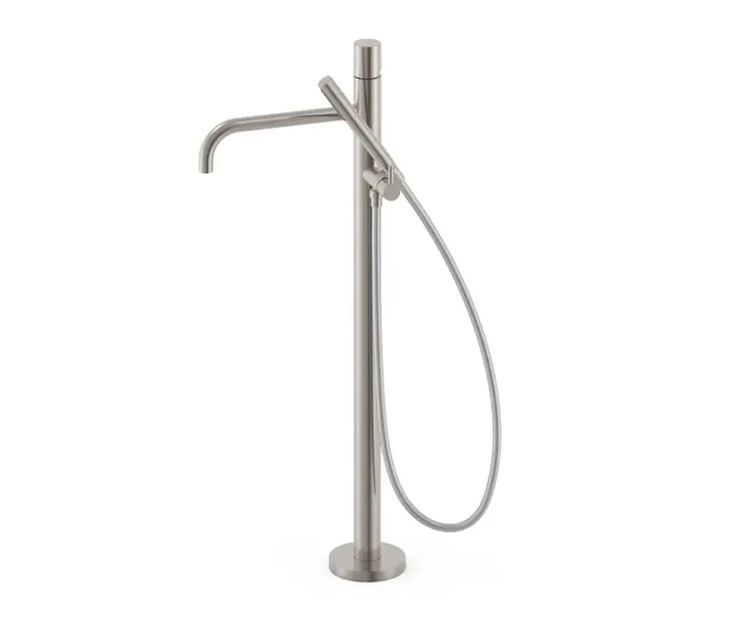 Grifo monomando de pie con teleducha acabado acero para bañera y ducha STUDY EXCLUSIVE TRES