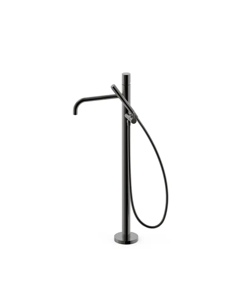 Grifo monomando de pie con teleducha para bañera y ducha acabado negro metalizado STUDY EXCLUSIVE TRES