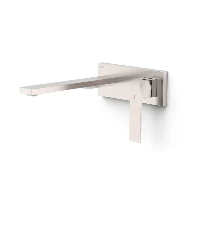 Grifo monomando empotrado para lavabo con caño de acabado acero Slim TRES