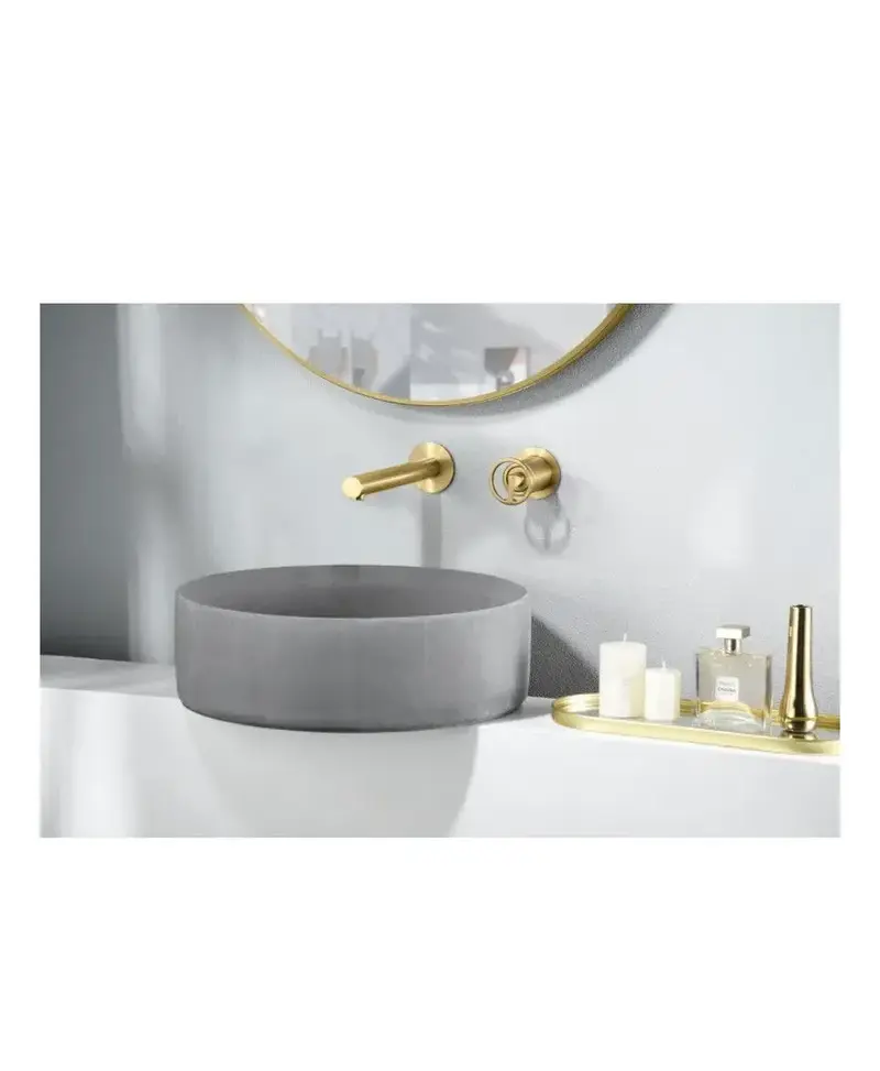 Grifo monomando empotrado para lavabo hecho de latón con acabado oro cepillado Olimpo de Imex