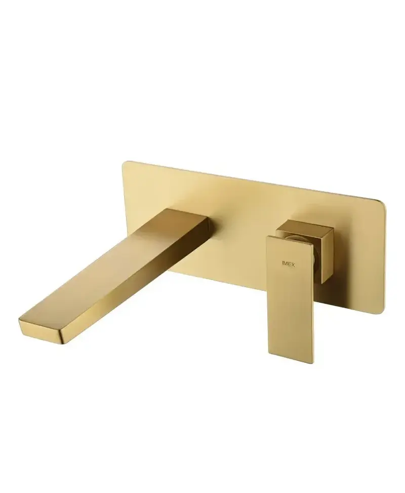 Grifo monomando empotrado para lavabo hecho de latón con acabado oro cepillado Pisa de Imex