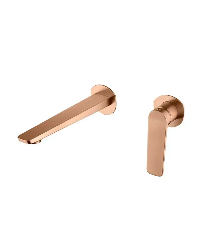Grifo monomando empotrado para lavabo hecho de latón con acabado oro rosa cepillado Napoles de Imex