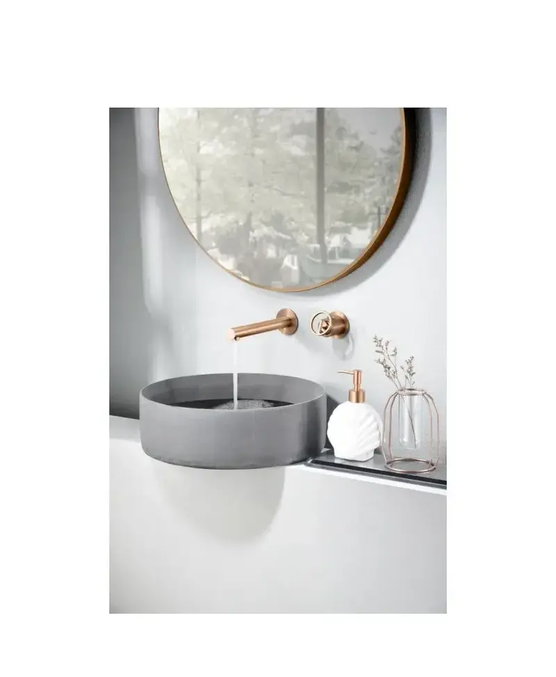 Grifo monomando empotrado para lavabo hecho de latón con acabado oro rosa cepillado Olimpo de Imex