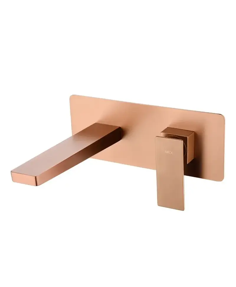 Grifo monomando empotrado para lavabo hecho de latón con acabado oro rosa cepillado Pisa de Imex